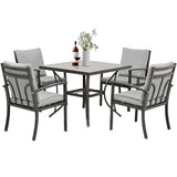 HAPPATIO 5-Piece Patio Outdoor Dining Set - All Aluminum Outdoor Patio Table and Chairs Set for 4 Includes 1 Square Dining Table and 4 Dining Chairs, Patio Outdoor Dining Set for Lawn or Garden HAPPATIO