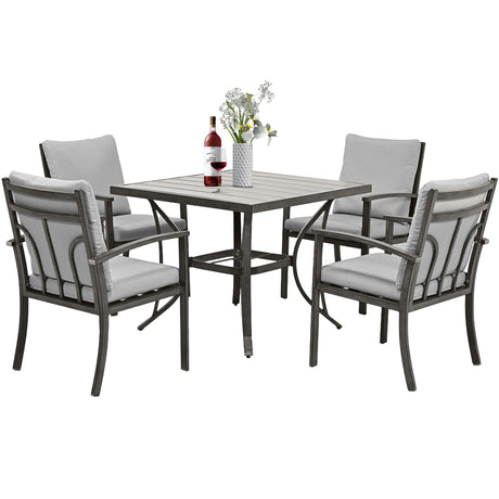 HAPPATIO 5-Piece Patio Outdoor Dining Set - All Aluminum Outdoor Patio Table and Chairs Set for 4 Includes 1 Square Dining Table and 4 Dining Chairs, Patio Outdoor Dining Set for Lawn or Garden HAPPATIO