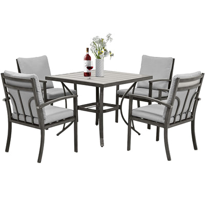 HAPPATIO 5-Piece Patio Outdoor Dining Set - All Aluminum Outdoor Patio Table and Chairs Set for 4 Includes 1 Square Dining Table and 4 Dining Chairs, Patio Outdoor Dining Set for Lawn or Garden