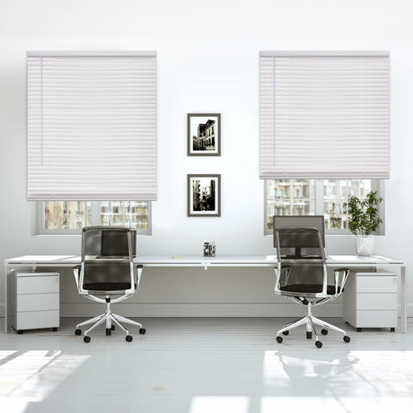 DEZ FURNISHINGS Cordless 1" Mini Blind, Room Darkening, 27" W x 64" H, Pearl White DEZ FURNISHINGS