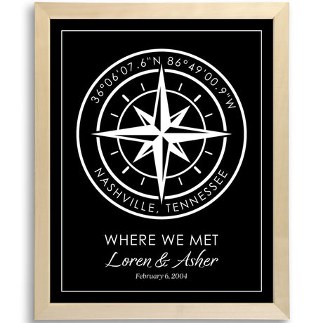 Customizable Compass Coordinates Fine Art Print | Personalized Latitude & Longitude Gift for Special Occasions, Weddings or Anniversary (Black) DREAM BIG PRINTABLES