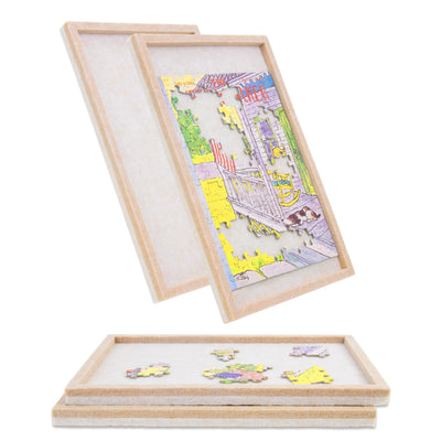Piecevana Portable Puzzle Board 4-Pack, Small Jigsaw Puzzle Board for Mini Puzzles, 11.8" x 7.8" Lightweight Felt Puzzle Board for Travel, Outdoor Activities, Parties