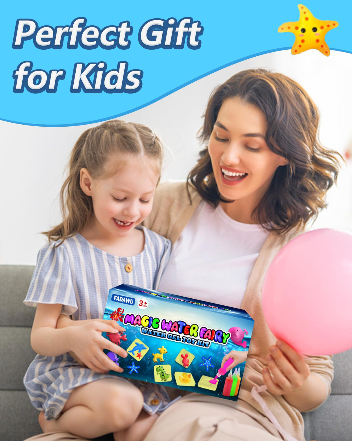 FADAWU 24 Colors Magic Water Elf Toy Kit - Aqua Fairy Water Gel Kits with 16 Molds, DIY Squishy Maker Set for Kids, Water Pets Squishies Toys, Party Favors Arts & Crafts Gift for Boys & Girls FADAWU