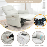 QKFF Power Swivel Rocker Recliner Chair for Nursery, Upholstered 270° Swivel Glider Rocker Chair with USB Ports, Small Power Recliners for Small Spaces Living Room (Light Grey) QKFF