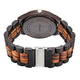 BYMAX Men Wood Watch Quartz, Fashion Handmade Wooden Wrist Watches Mens, Zebra Black BYMAX