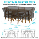 Velway Patio Table Chairs Set - Square Waterproof 76"L x 54"W x 28"H Outdoor Bistro Dining Set - Fire Pit Table Cover - Furniture Cover - Small Rectangle Ultra Windproof UV-Resistant Velway