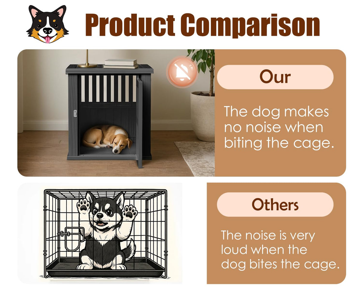 Vixzen Dog Crate Furniture for Small to Large Dogs,Decorative Resin Kennel Indoor,Multifunctional Dog Crate with Locking Buckle,End Table,Durable and Sturdy(Black 29.65 * 21.34 * 25.28) Vixzen