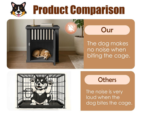 Vixzen Dog Crate Furniture for Small to Large Dogs,Decorative Resin Kennel Indoor,Multifunctional Dog Crate with Locking Buckle,End Table,Durable and Sturdy(Black 29.65 * 21.34 * 25.28) Vixzen
