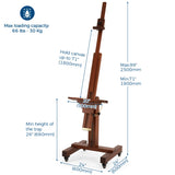 VISWIN Extra-Large Studio Easel, Hold Canvas to 71", Tilts Flat, Adjustable Movable Solid Beech Wood Heavy Duty Easel Stand, Art Easel for Painting Adult, Artist, Large Easel for Painting Canvas, TV VISWIN