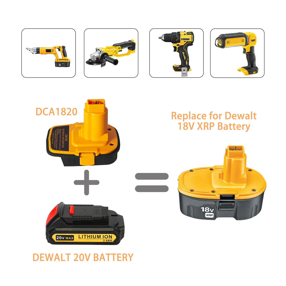 awokee Battery Adapter DM18D with USB,Compatible with Dewalt 18V Tools.Convert for DeWalt 20V & for Milwaukee M18 Lithium Battery to NiCad & NiMh Battery Tools awokee