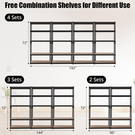 Towallmark Garage Shelving, 48 x18 x 72 Storage Shelves, Heavy Duty Storage Shelving, Durable Storage Shelves, Rust-Resistant Design, Easy Assembly Towallmark