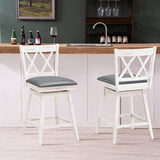 COSTWAY Bar Stool Set of 4, 360 ° Swivel Counter Height 25inch Bar Stool with Foot Rest Upholstered Cushion & Ergonomic Backrest, Sturdy Frame, for Pub, Restaurant, Home (4, Antique White + Grey) COSTWAY