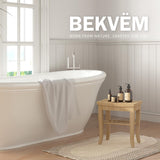 BEKVEM Bamboo Shower Bench, Spa Small Shower Stool for Inside Shower Waterproof, Bathroom Bench Seat with Storage Shelf for Adults Elderly Seniors, Wood Chair for Indoor or Outdoor Use, Natural BEKVEM