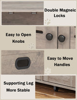 DINZI LVJ Litter Box Enclosure for 2 Cats, Hidden Litter Box Furniture with Double Rooms, Dual Cat Litter House, Front Doors, 47.2" Wooden Hidden Cat Washroom, Side End Table, TV Stand, Greige DINZI LVJ