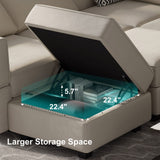 Belffin Modular Velvet Sectional Sofa with Chaise Lounge Sectional Sleeper Sofa with Storage Chaise Sofa Bed Couch for Living Room Grey Belffin