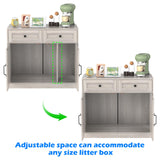 Cat Litter Box Enclosure Furniture Ultra-Large Wooden Hidden Litter Box,2-Door Storage Cabinet, 2 Drawers, 1 Air Vents,Litter Box Furniture Fit Most of Litter Box. SANXUO