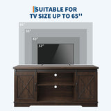 IDEALHOUSE Farmhouse TV Stand and Entertainment Center for TV Up to 65 Inches with Sliding Barn Doors and Adjustable Shelf, Tv Media Console Table with Storage Cabinet for Living Room, Bedroom, Brown IDEALHOUSE