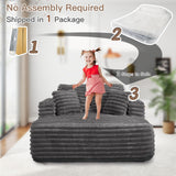 JEEOHEY 56"W Oversized Chaise Lounge Chair Indoor,Plush Faux Fur Sleeper Sofa Couch Bed with Pillows&Wide Armrest,Fluffy Comfy Cloud Sofa,Compression Foam Boneless Couch for Living Room,Bedroom(Grey) JEEOHEY