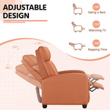 Yaheetech Recliner Chair PU Leather Recliner Sofa Home Theater Seating with Lumbar Support Overstuffed High-Density Sponge Push Tan Recliners Yaheetech