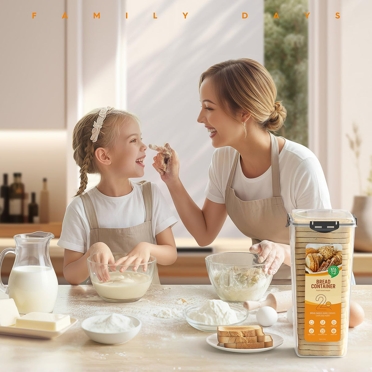 DaCool Bread Box 2 Pack, Plastic Bread Container, Bread Storage for Kitchen Counter, Bread Keeper with Airtight Lid, Tall Bread Saver, Sandwich Bread Holder, 5.6 Qt / 5.3L Each DaCool