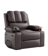 FinerFurnis Large Leather Manual Recliner Chair with Comfortable Arms and Built-in Cup Holders, Spacious 21.2 Inch Seat Width, Perfect for Living Room Relaxation and Entertainment FinerFurnis