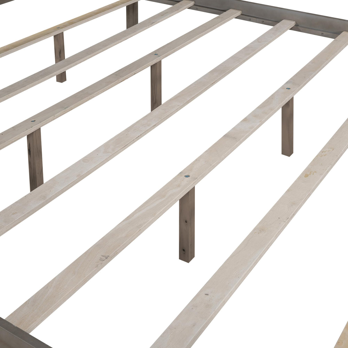 jurmiture King Size Canopy Bed with Support Legs, Solid Wood 4 Post Canopy Platform Bed Frame for Kids Teens Adults, No Box Spring Needed, Brown Wash jurmiture