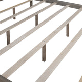 jurmiture King Size Canopy Bed with Support Legs, Solid Wood 4 Post Canopy Platform Bed Frame for Kids Teens Adults, No Box Spring Needed, Brown Wash jurmiture