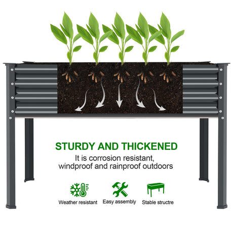 Land Guard Galvanized Raised Garden Bed with Legs, 48×24×32in Large Metal Elevated Raised Planter Box with Drainage Holes for Backyard, Patio, Balcony, 400lb Capacity(Grey)…… Land Guard
