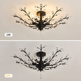 CVKASH 5 - Light Vintage Small Crystal Chandelier Modern Semi Flush Mount Ceiling Light Fixture Chandelier Lighting for Kitchen Bedroom Living Room Dining Room Hallway Foyer（Black） CVKASH
