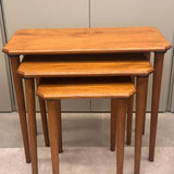 TRIHOME Solid Wood Nesting Tables Set of 3, Rectangular Mid-Century Modern Coffee Tables for Living Room, Premium Beech Wood, Natural Finish, Pebble Design with Tapered Legs, Versatile Use, Walnut TRIHOME