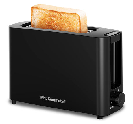 Elite Gourmet ECT118B Cool Touch Single Slice Toaster, 6 Toasting Levels & Wide Slot for Bagels, Waffles, Specialty Breads, Pastry, Snacks, Black Elite Gourmet