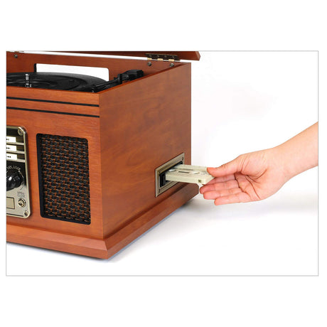 Victrola Nostalgic 7-in-1 Bluetooth Record Player & Multimedia Center with Built-in Speakers - 3-Speed Turntable, CD & Cassette Player, AM/FM Radio | Wireless Music Streaming | Mahogany Victrola