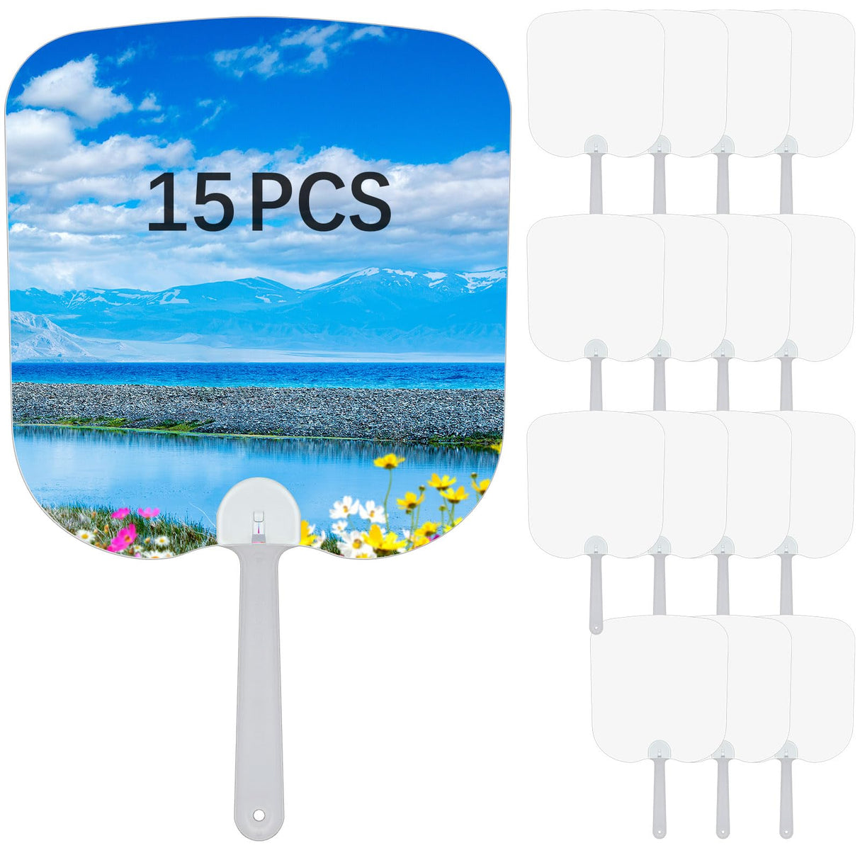 GEKIXUTP 15 Pcs Church Fans Handheld Set,Sublimation Fans Blank Double-Sided Sublimation Paddle Fan Blanks ，DIY Hand Fans for Church Parties and Wedding Fans for Guests GEKIXUTP