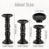 Inweder Wood Candle Holders for Pillar Candles, Solid Farmhouse Candle Holders (Set of 3), Tall Candle Holder, Stable Black Candle Holder for Home Decor, Fireplace, Event, Black Inweder
