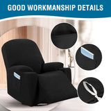 H.VERSAILTEX Stretch Couch Cover Recliner Cover Electric Power Lift Recliner Chair Cover Fitted Standard Large Power Lift Recliner with Side Pocket, Soft Thick Jacquard(Single Seat, Black) H.VERSAILTEX