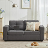 TYBOATLE 65" Small Couches for Bedroom, Mid-Century Modern Tufted Comfy Loveseat w/USB Charging Ports and Wide Arms, 2 Seater Office Small Sofa for Dorm, Apartment, Grey TYBOATLE