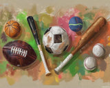 VNUIEHG Sports Equipment Paint by Numbers Kit Paint by Numbers DIY Acrylic Drawing Paintworks Artwork Adults Beginners 16x20 inch VNUIEHG