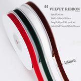 YANGTE 4 Colors Velvet Ribbon Set, 3/8" x 40Yard Premium Christmas Velvet Ribbon for Gift Wrapping, Christmas Tree Ornaments Handmade Crafts Bow Making（Red,Green,White,Brown） YANGTE
