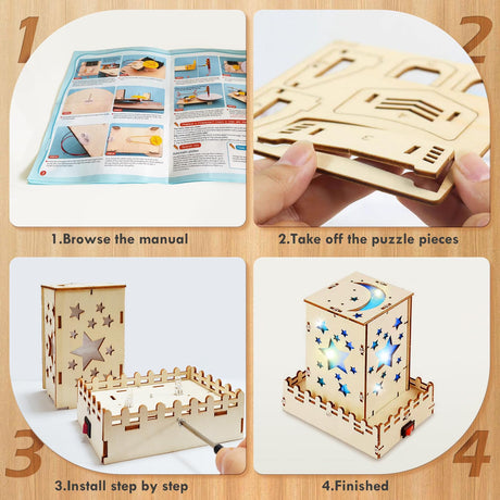 STEM Toys Wooden Building Kit for Kids Ages 8-12, Physics Wood Craft Set, DIY Science Building Projects for 6-8 with Hands-on Learning Activities - Educational Science Craft Model Kit Wzzkppa