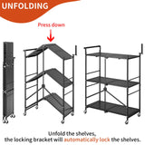 DTUQYX Foldable Outdoor Grill Cart with 3-Tier,Grill Cart,Grill Table for Outside with 2 Total Lock Casters，Pizza Oven Stand Table，Rolling BBQ Table and Folding Kitchen Island, Black DTUQYX