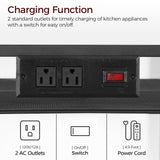 MAHANCRIS Bakers Rack with Power Outlet, Microwave Stand with Hooks, Multifunctional Storage Rack, Coffee Bar with Enclosure, Kitchen Storage Shelf, for Kitchen, Dining Room, Black BRHB40E01 MAHANCRIS