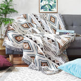 Lqprom Boho Throw Blankets Knit Bed Blankets with Tassel Aztec Western Throws Cover Christmas Decor for All Season Sofa Couch Chair Outdoor Camping Picnic Tent Beach Car Traveling 51"x63" Lqprom