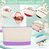 Sanwuta 30 Pcs Canvas Tote Bags Bulk with Zipper Cosmetic Bags 18.5 Cotton Canvas Bag with Handles Reusable Shopping Bags(Colorful) Sanwuta