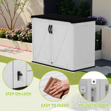 Devoko 26 Cu Ft Outdoor Storage Cabinet - Horizontal Storage Shed for Garden Patio - Durable Backyard Storage Box - Heavy-Duty & Water-Resistant, White, Shelf Not Included Devoko