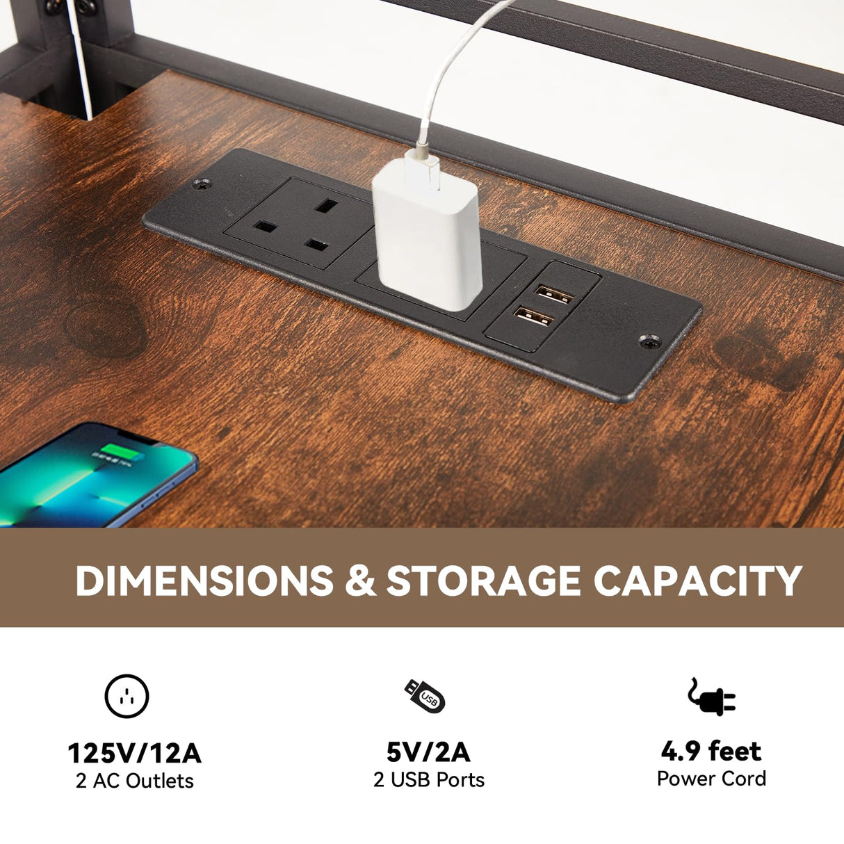 EROMMY Corner Bar Cabinet with Power Outlet, 5-Tiers Wine Bar Cabinet with LED Light and Glass Holder, Industrial Home Bar for Dining Room, Living Room, Kitchen, Rustic Brown EROMMY