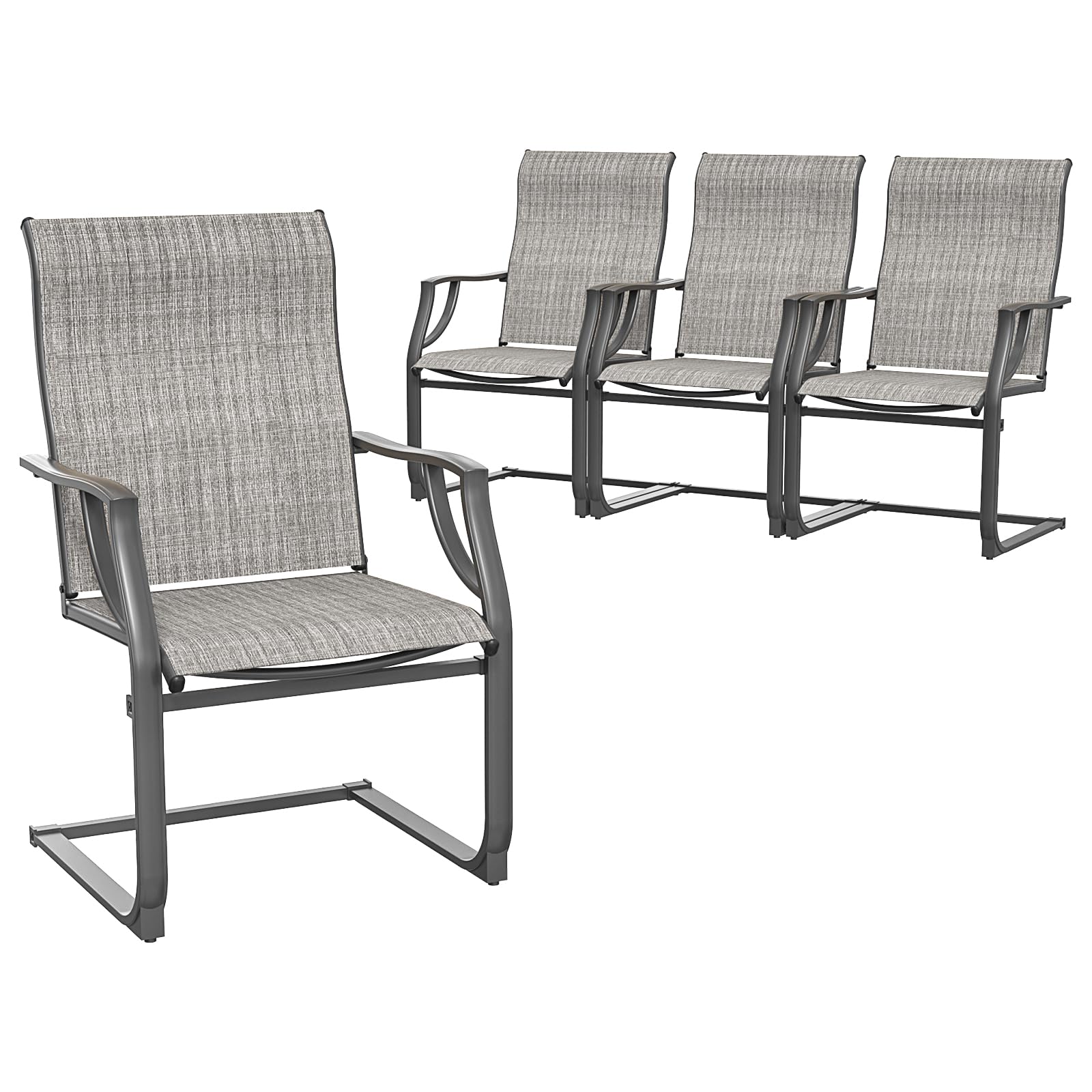 Amopatio Patio Chairs Set of 4, Outdoor Dining Chairs for All Weather, Breathable Garden Outdoor Furniture for Backyard Deck, Grey & White - WoodArtSupply