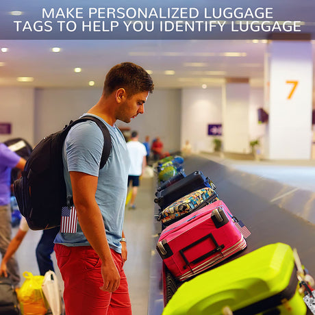 Huhumy 8 Pcs Sublimation Blank Luggage Tags White Blank Travel Tags with Strap Double Sided MDF Suitcase Label Tag Heat Transfer Name ID Card DIY for Women Men, 4 x 2.75 Inch Huhumy