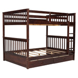 Harper & Bright Designs Full Over Full Bunk Bed with 2 Drawers, Solid Wood Platform Bed with Ladder, Full Length Guardrail and Headboard, No Spring Box Needed, Espresso Harper & Bright Designs