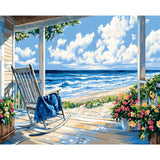 Beach Paint by Numbers Kit for Adults Beginner Landscape Oil Painting Kit Adult Paint by Number Kits on Canvas Ocean DIY Painting for Beginners Art by Numbers for Gifts Home Wall Decor 16x20 Inch obterie