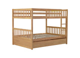 Bellemave Full Over Full Bunk Bed with Trundle,Convertible Bunk Beds with Ladder & Safety Guardrails,Full Size Trundle Bunk Beds for Kids Girls Boys,White Oak Bellemave
